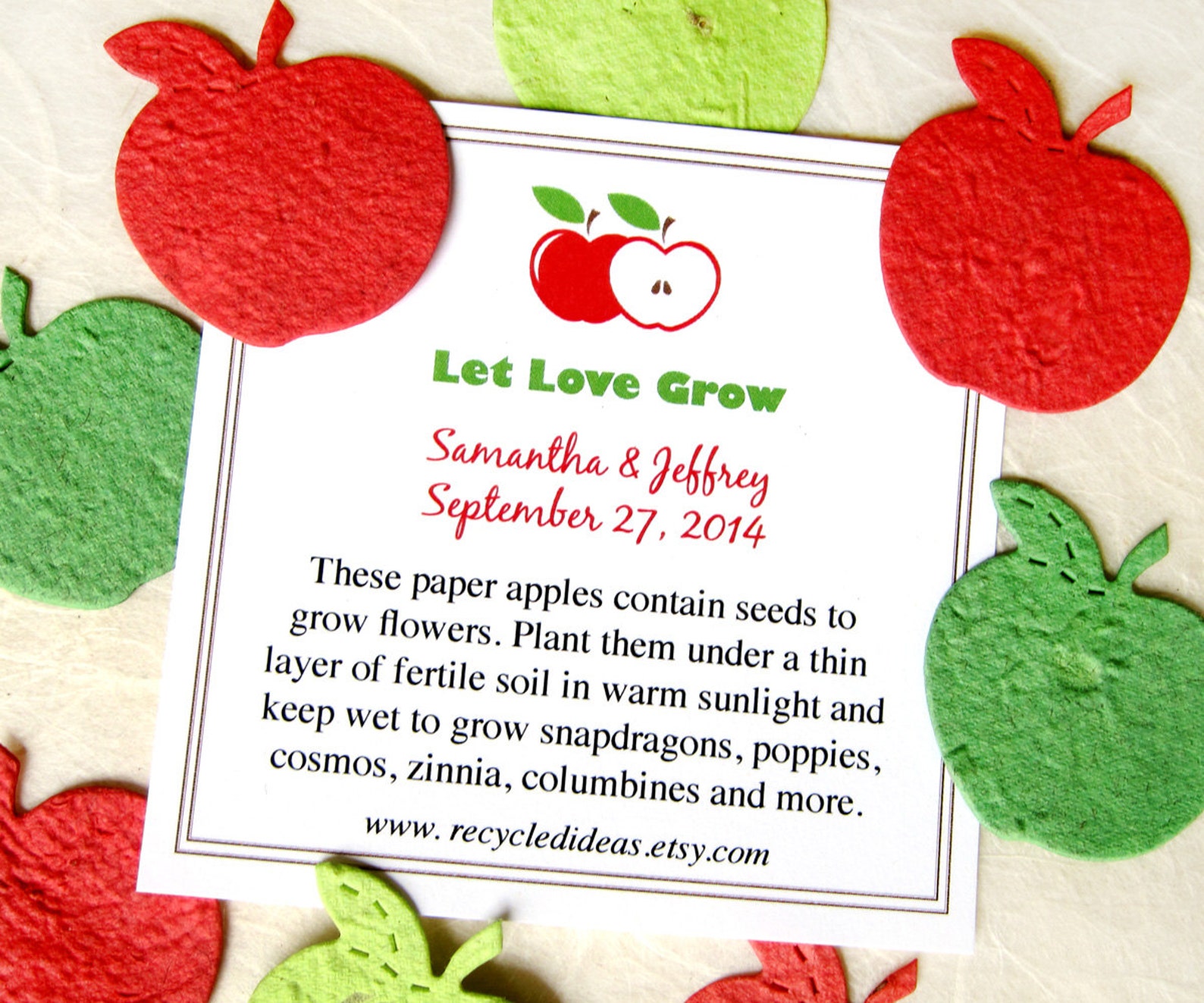 100 Plantable Confetti Apples Flower Seed Paper Spread the Etsy