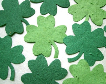 12 BIG Flower Seed Paper Clovers - Celtic Wedding Favors - Lucky Four Leaf Clovers - Shamrocks