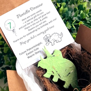 18 Dinosaur Seed Paper Birthday Party Favors Plantable Paper Triceratops Kids Dinosaur Party Favors image 10