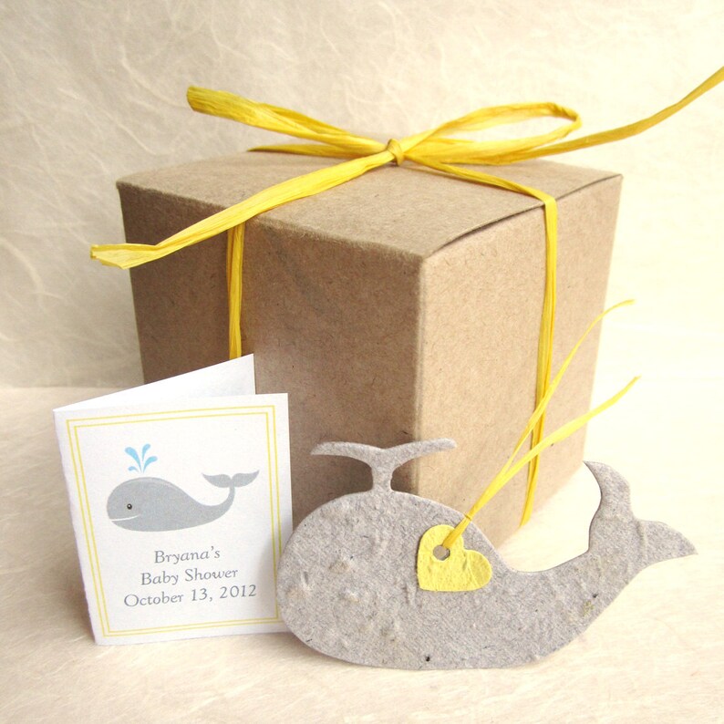 12 Seed Paper Whales Baby Shower Favors Ahoy It's a Boy Cards Flower Seeds Plantable Paper image 8