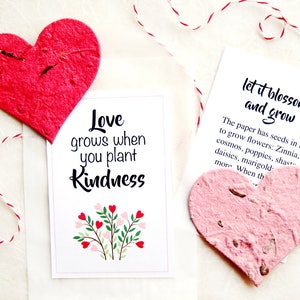12 Love Grows Hearts - Plant Kindness - Positive Message Plantable Seed Paper Hearts with Custom Card
