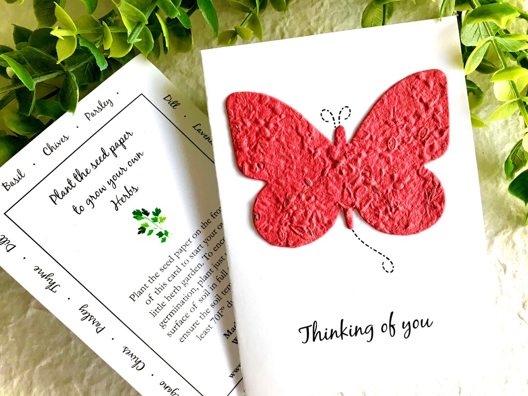 Herb Seed Paper Butterfly Thinking of You Card - Etsy