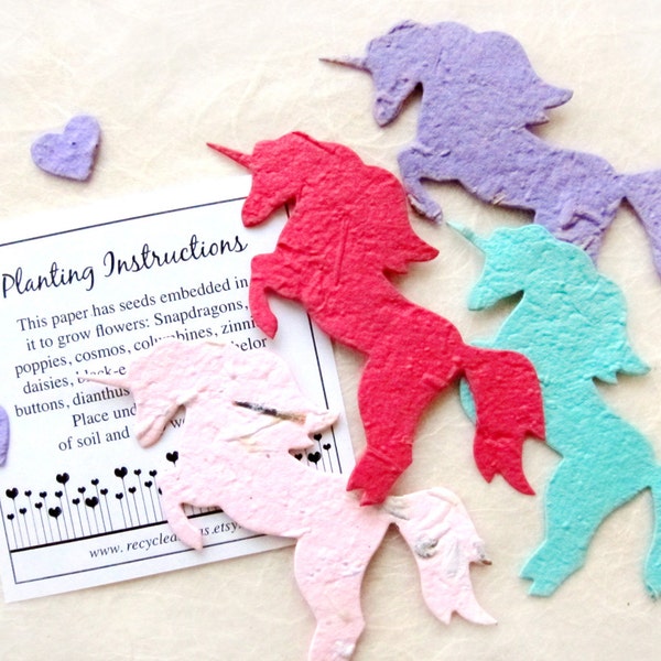 12 Unicorn Birthday Party Favors - Seed Paper Plantable Unicorns - Fairy Princess Birthday Favor - Baby Shower Favors