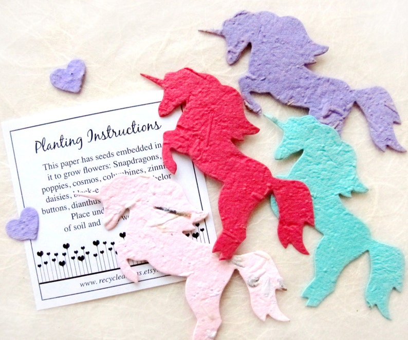 12 Unicorn Birthday Party Favors Seed Paper Plantable Unicorns Fairy Princess Birthday Favor Baby Shower Favors image 1