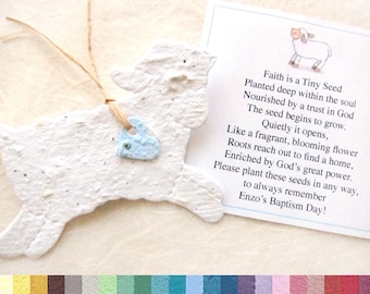 30 Seed Paper Lamb Baptism Favors - Christening Favors