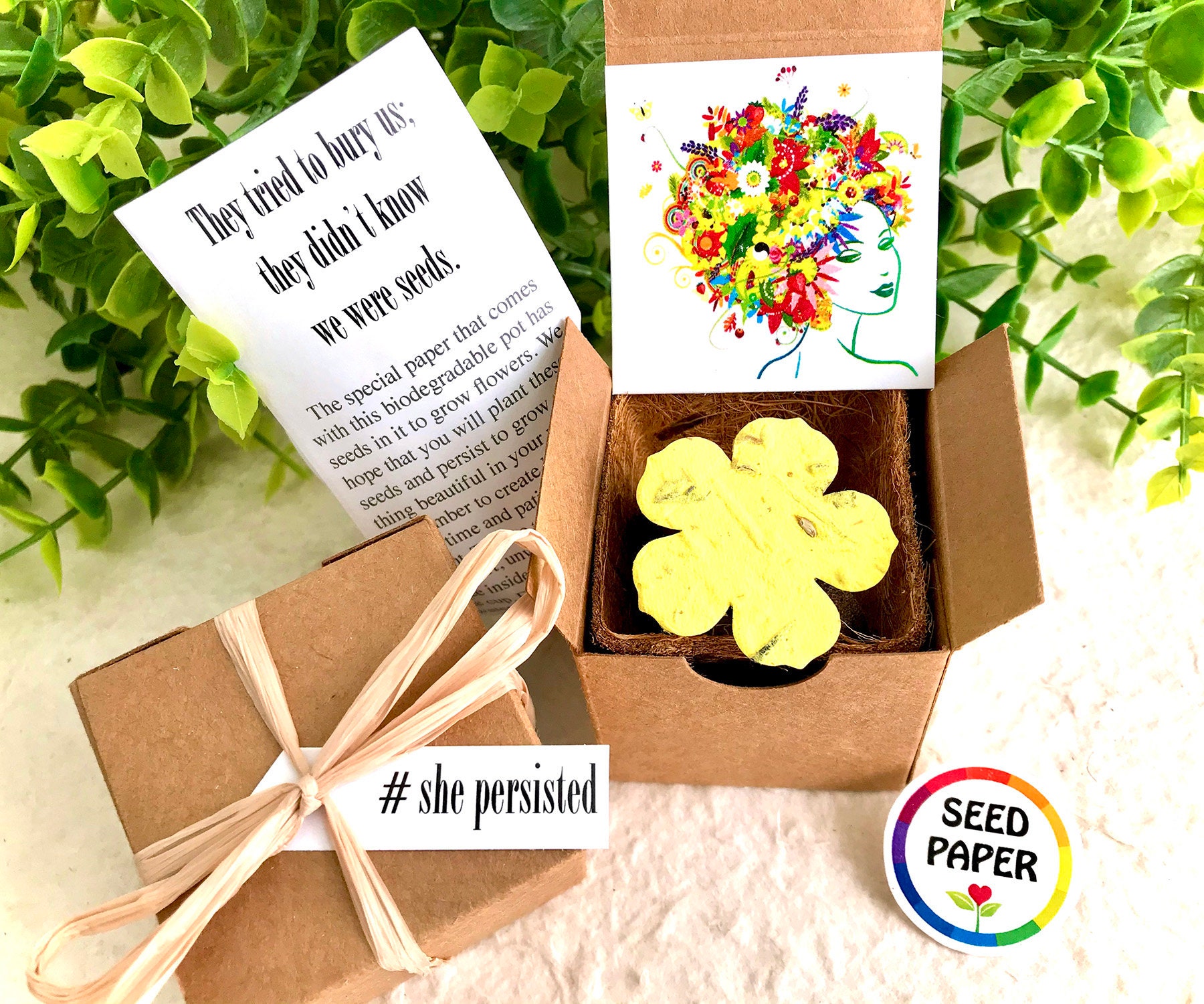 10 Flower Seed Embedded Plantable Paper Leaves – Recycled Ideas Favors