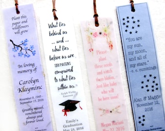 35+ Seed Paper Bookmarks - Pick your design and color - Flower Seeds