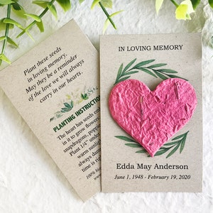 Gedenkkarten aus Blumensamenpapier In liebevoller Erinnerung, Beilage für Beerdigungsprogramme aus pflanzbarem Papier Umweltfreundliche, nachhaltige Beerdigung Bild 2