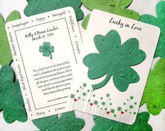 24+ Seed Paper Lucky Clovers Wedding Favors - Four Leaf Clovers
