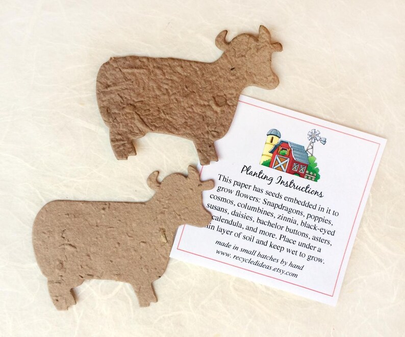 12 recuerdos de fiesta de cumpleaños de granja con macetas de papel para flores y semillas: cerdos, pollitos, ovejas, vacas, conejos, cabras y gallos. imagen 11