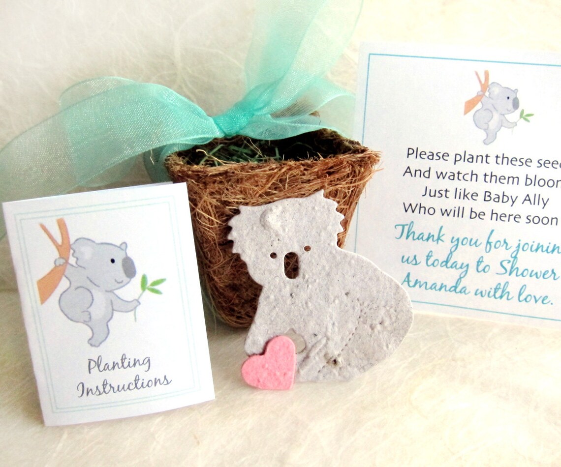 12 Koala Baby Shower Favors Plantable Seed Paper Koalas and Etsy