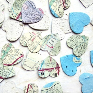 100+ Flower Seed Paper Map Hearts Confetti - Plantable Map Paper Hearts