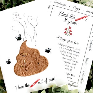 Plantable I Love the (Bleep) Out of You - Adult Humor Shitty Card - Mature Language - You’re the Shit! Papier de graines de fleurs personnalisé
