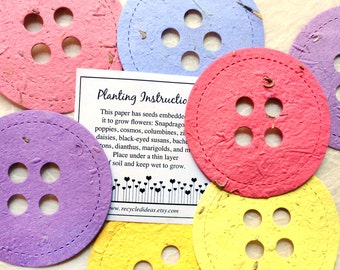 24 BIG Seed Paper Buttons Baby Shower Favors - Plantable Paper - Cute As A Button Baby Shower