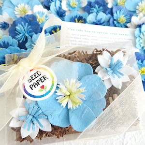 Fiori di carta con semi di fiori blu - Regalo Nontiscordardime