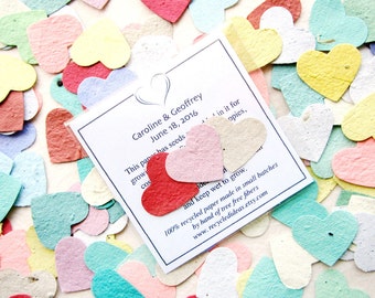 10 Plantable Paper Wedding Favors - Flower Seed Paper Hearts Packets - Custom Printed Cards - Seed Envelopes