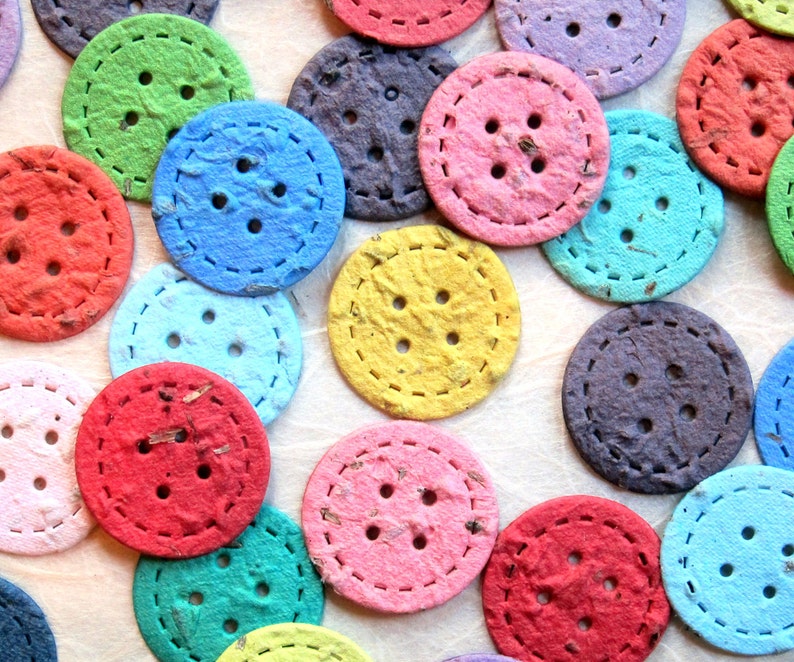 12 Cute as a Button Baby Shower Favors Flower Seed Paper Buttons Confetti Eco Friendly Recycled Paper image 2