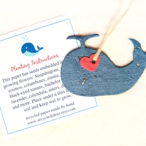 12 Seed Paper Whales Baby Shower Favors Ahoy It's a Boy Cards Flower Seeds Plantable Paper image 1