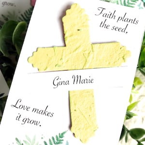 24 Plantable Faith Plants the Seed Baptism Favors with Flower Seed Paper Cross Cards Personalized First Communion Christening image 7