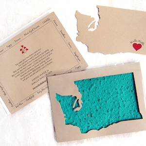 Tarjeta de regalo de papel semilla del estado de Washington - Made in Walla Walla - Opción de Seattle - Papel plantable - Promoción turística