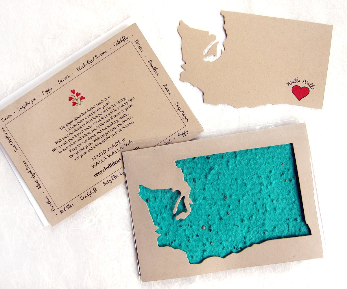 Washington State Gift Card with Flower Seeds Made in Walla