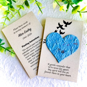 Plantable Memorial Cards with Seed Paper Hearts In Loving Memory Sustainable Funeral Cards Personalized image 3