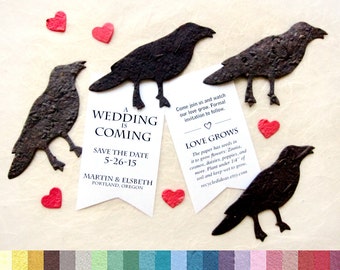 20 Plantable Seed Paper Crows - Game of Thrones Inspired - DIY Save the Date Cards - Unique Wedding Favors Jackdaw - PDF Template Option