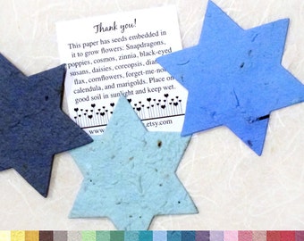 20+ Star of David Seed Paper Favors: Bar/Bat Mitzvah, Tu B'Shevat
