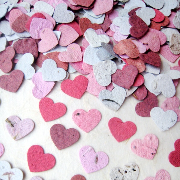 50 plantbare MINI Hearts Flower Seed Paper - Confetti Toss - Toevoegen aan uitnodigingen