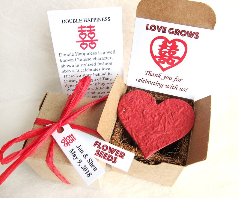 Double Happiness Wedding Favors Seed Planting Gift Boxes Kit Etsy