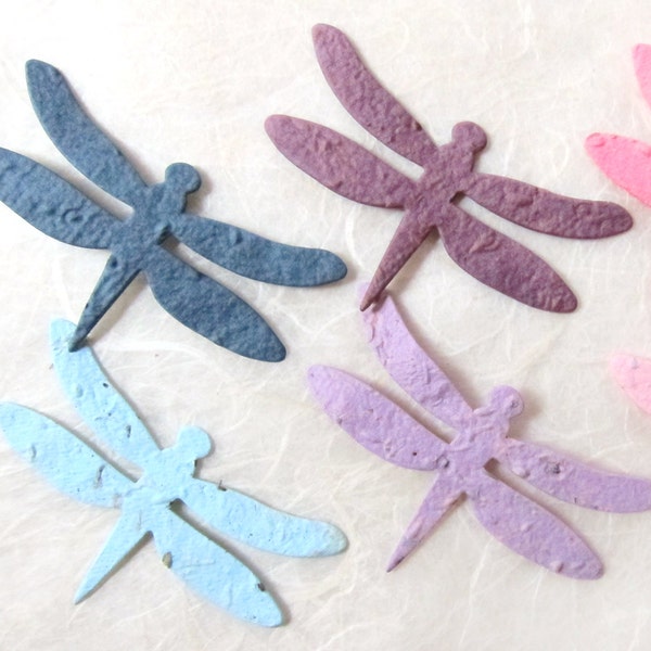 25+ Seed Paper Dragonflies with Flower Seeds Wedding Favors - Dragonfly DIY Wedding Place Cards - Summer Wedding Party Gift