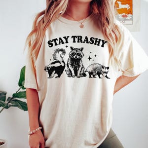 Stay Trashy Shirt, Retro Funny Graphic Tees, Racoon Shirt, Meme Graphic T-Shirt, Raccoon Lover Gift, Funny Graphic Shirt, Meme Graphic Tees