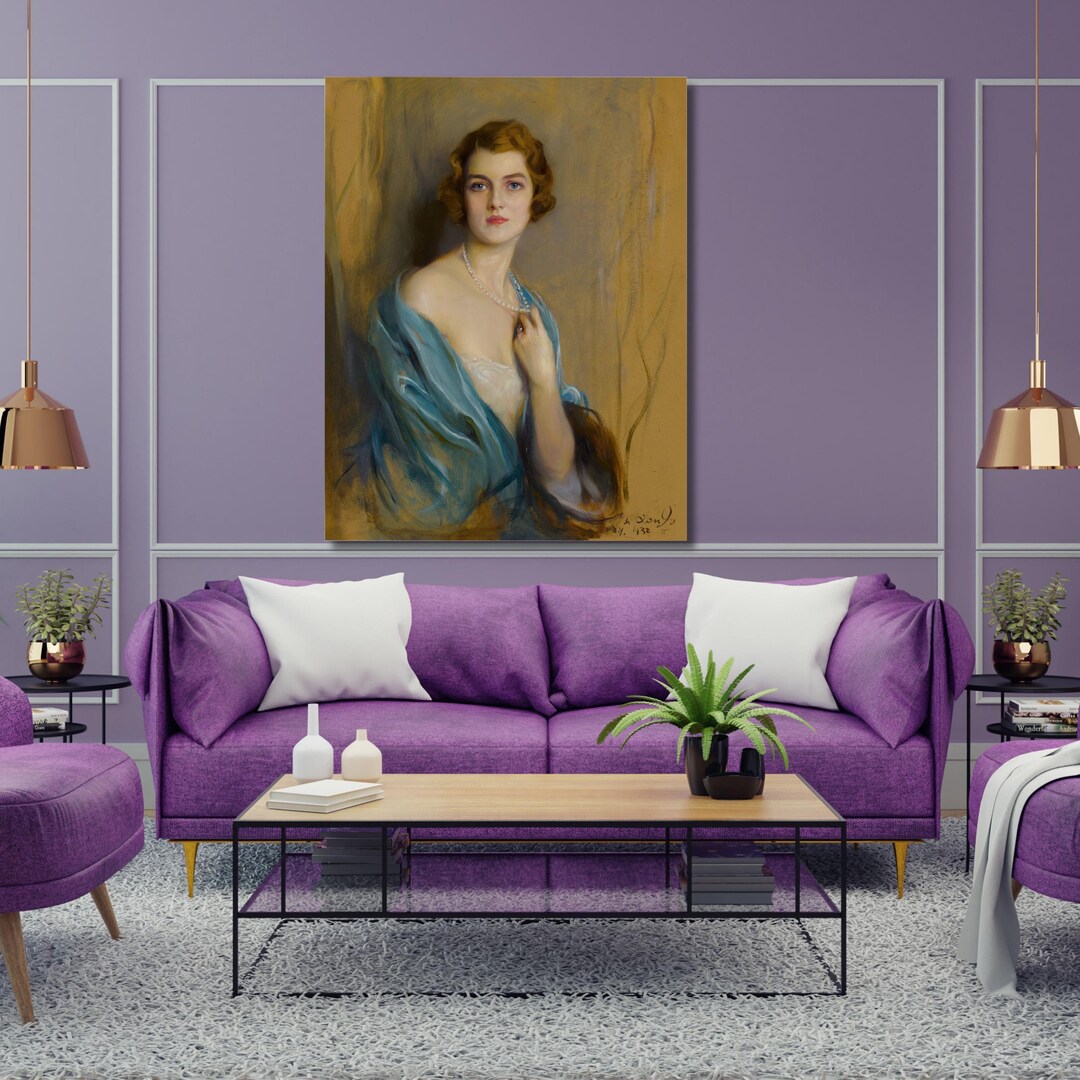 Blue Eyes Woman Portrait Art Print,lady in Blue Vintage Painting ...
