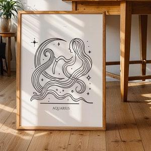 Aquarius Sign Wall Art Aquarius Astrology Poster Aquarius Season Art Printable Aquarius Birthday Gift Zodiac Wall Print Trendy Art Download