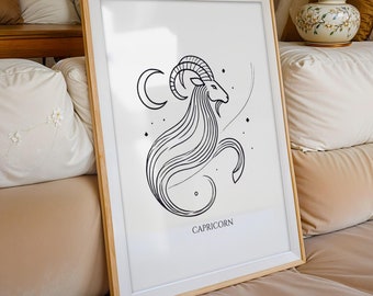 Capricorn Wall Art Capricorn Astrology Print Capricorn Season Art Printable Capricorn Birthday Gift Zodiac Wall Print Trendy Art Download