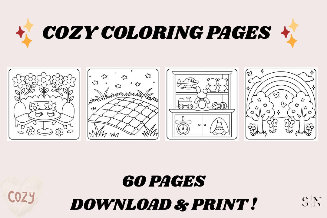 60 Cozy Spaces Coloring Pages Easy Coloring Pages Activity Sheets for ...