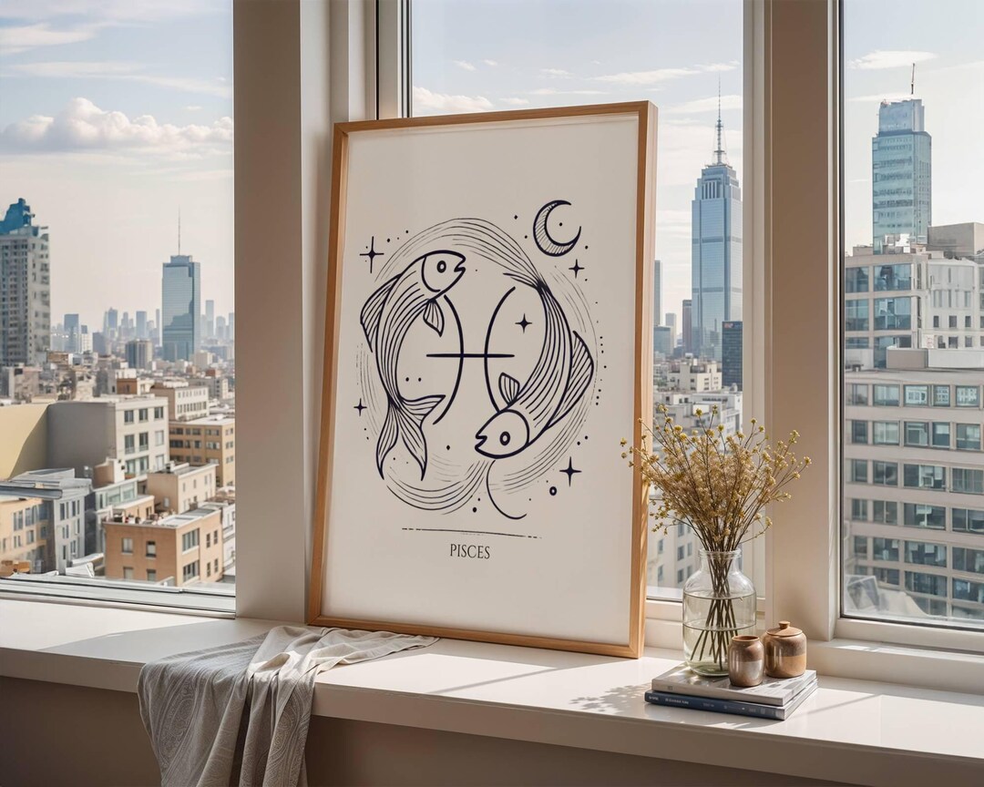 Pisces Zodiac Sign Digital Wall Art Pisces Astrology Poster Pisces Art ...