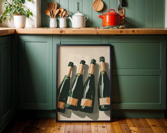 Champagne Bottles Digital Art Print Champagne Wall Art Modern Home Bar Decor & Party Wall Art Bar Cart Poster Champagne Lover Gift Printable