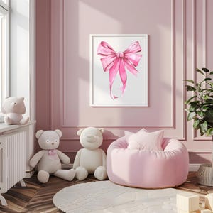 Trendy Pink Bow Wall Art Preppy Poster Pink Coquette Wall Decor Bedroom Wall Decor Girly Wall Art Printable