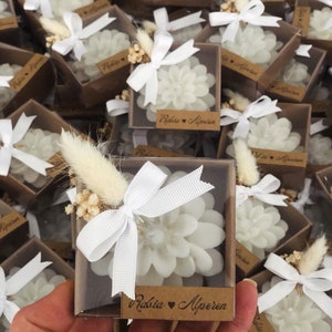 Kaars bruidsfeest, lotuskaars, witte kaars, kaars voor speciale gelegenheden Bruidsdouche, gepersonaliseerde kaars Doopkaars huwelijksfeest
