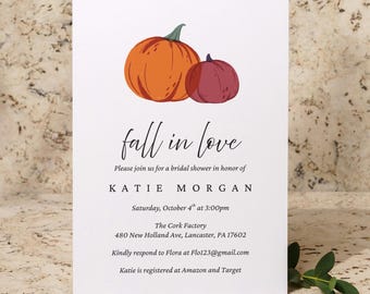 Rustic Pumpkin Bridal Shower Invitation: Autumn Farmhouse Design (Digital Download)