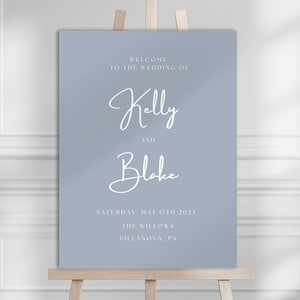 Modern Minimalist - French Blue Wedding Welcome Sign -  Welcome Sign Template