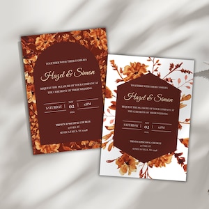 Rustic Autumn Wedding Invitation Template: Floral Set (Digital Download)