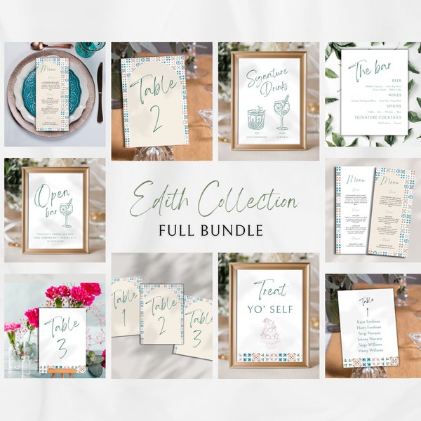 Editable Wedding Sign Templates, Boho, Beach, Destination, Talavera Tile,  Full Edith Collection