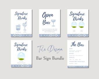 Bar Signs Bundle - Add a Splash of Beachy Vibes with Talavera Tile, Majolica tiles