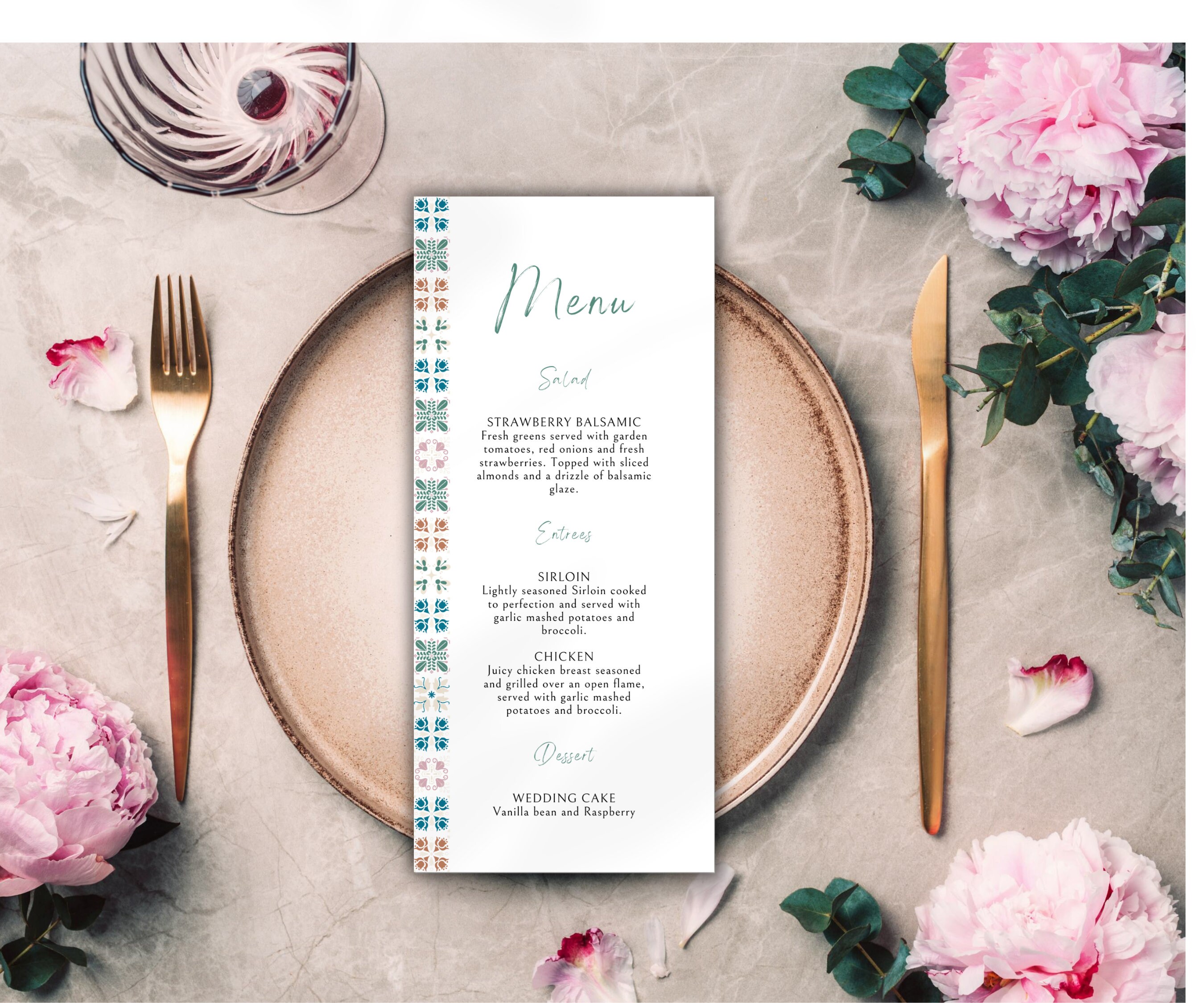 Boho Beach Menu Template - Editable Talavera Tile Design - Edith ...