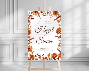 Editable Fall Wedding Welcome Sign: Boho Autumn Decor (Printable Download