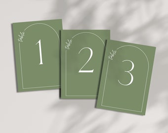 Minimalist Wedding Table Number Template: Sage Green (Digital Download)