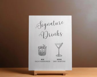 Simple Black & White Open Bar and Signature Drinks Template • Editable • Customizable