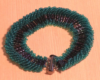 Purple and Teal Beaded Bracelet